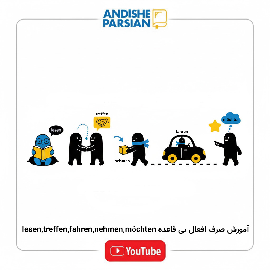 آموزش صرف افعال بی‌ قاعده lesen, treffen, nehmen, fahren, möchten